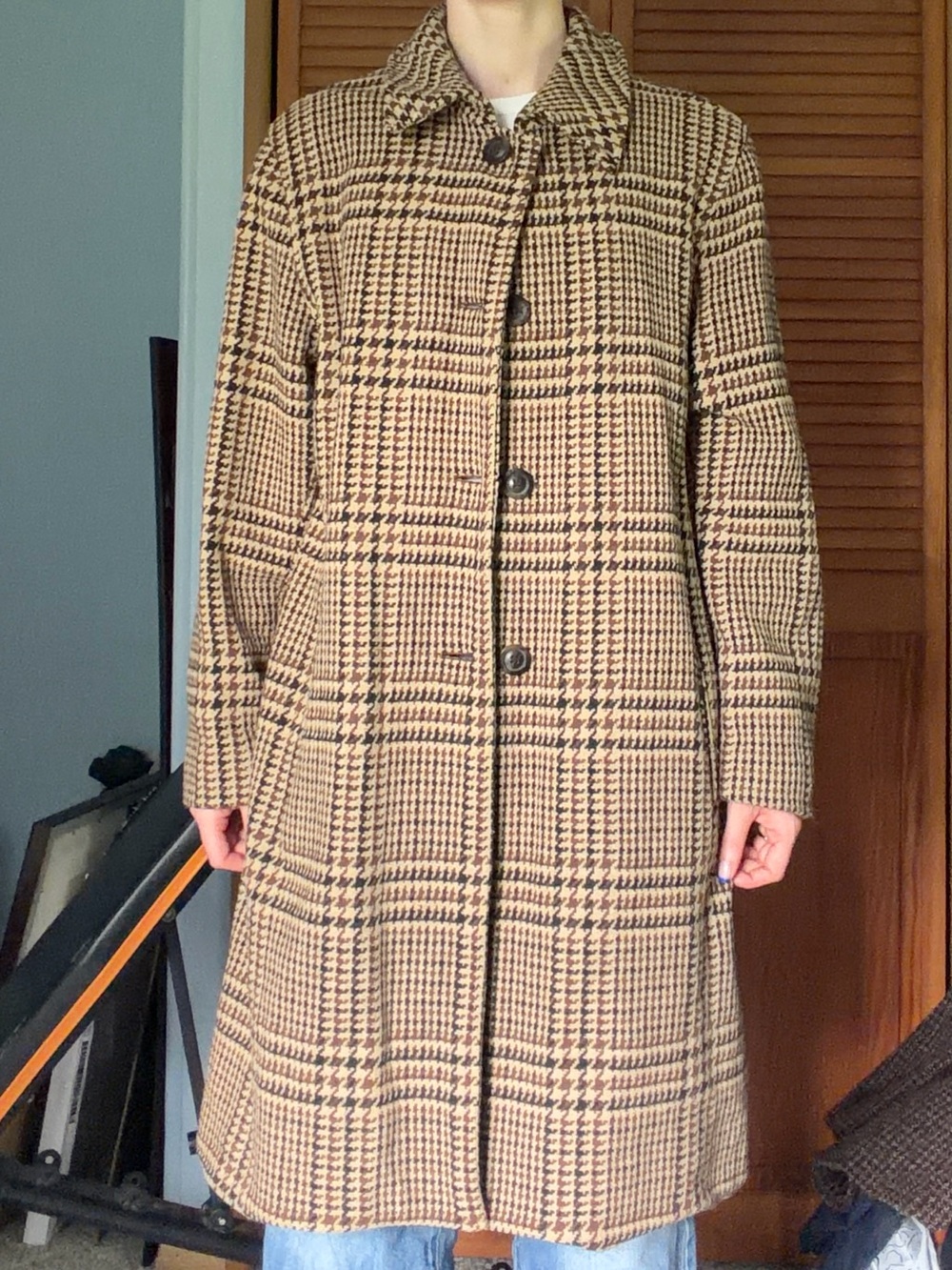 Woven houndstooth trench coat - Picture 5 of 6
